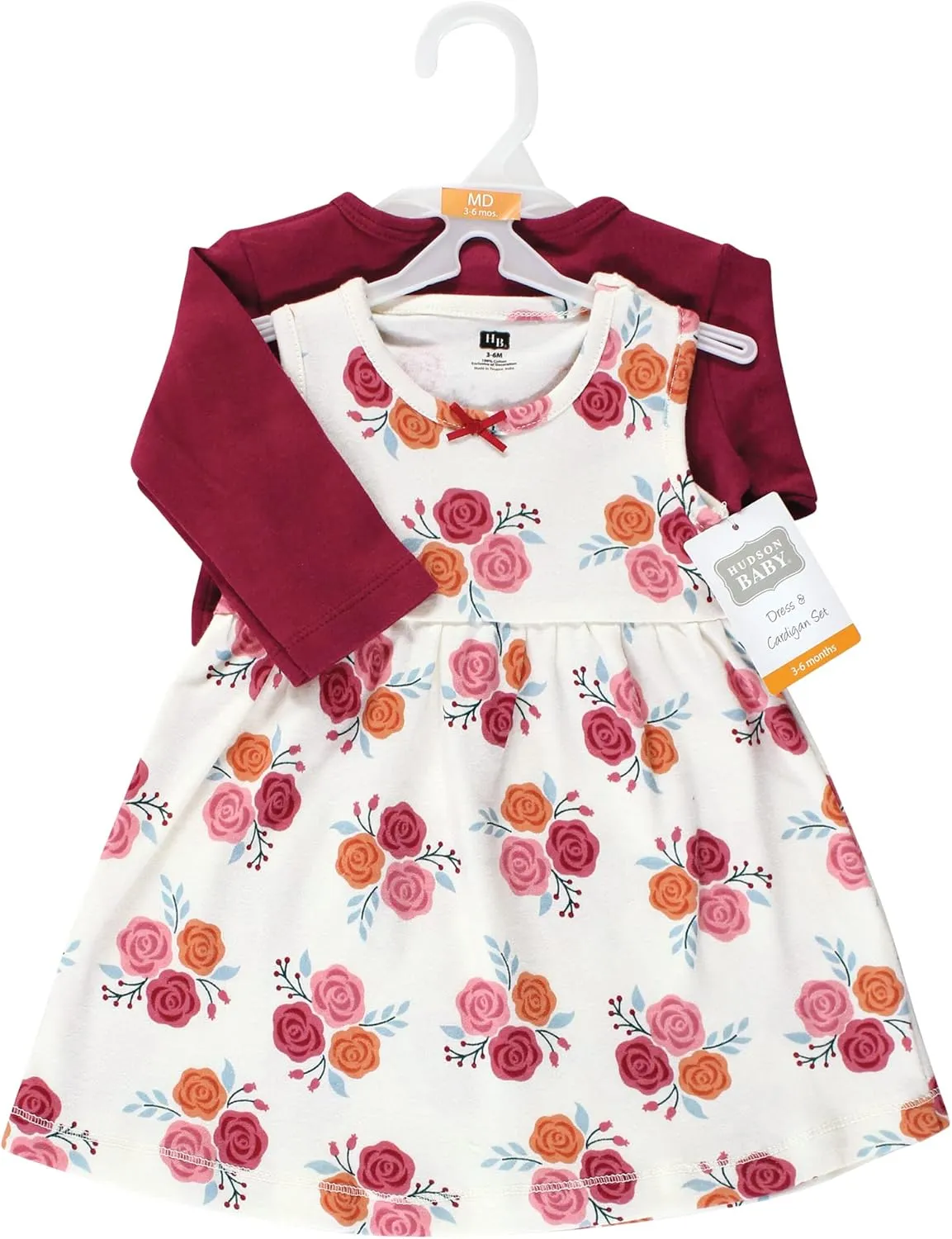 Hudson Baby Baby Girls' Cotton Dress and Cardigan Set