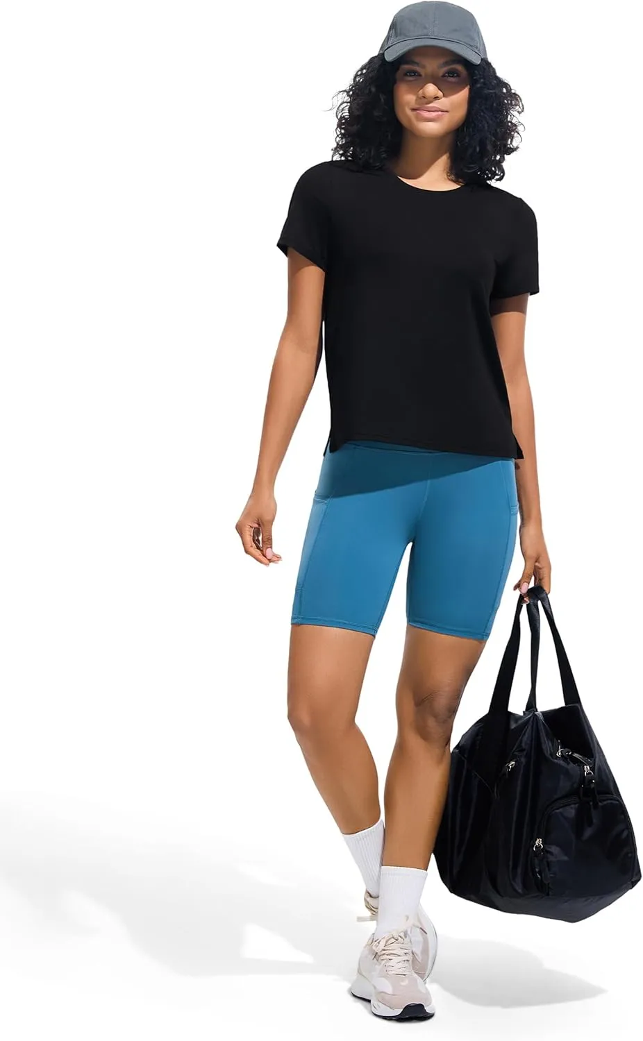 Ice Silk Women's Short Sleeve Workout Shirts Loose Fit Side Slits Athletic Tee Tops