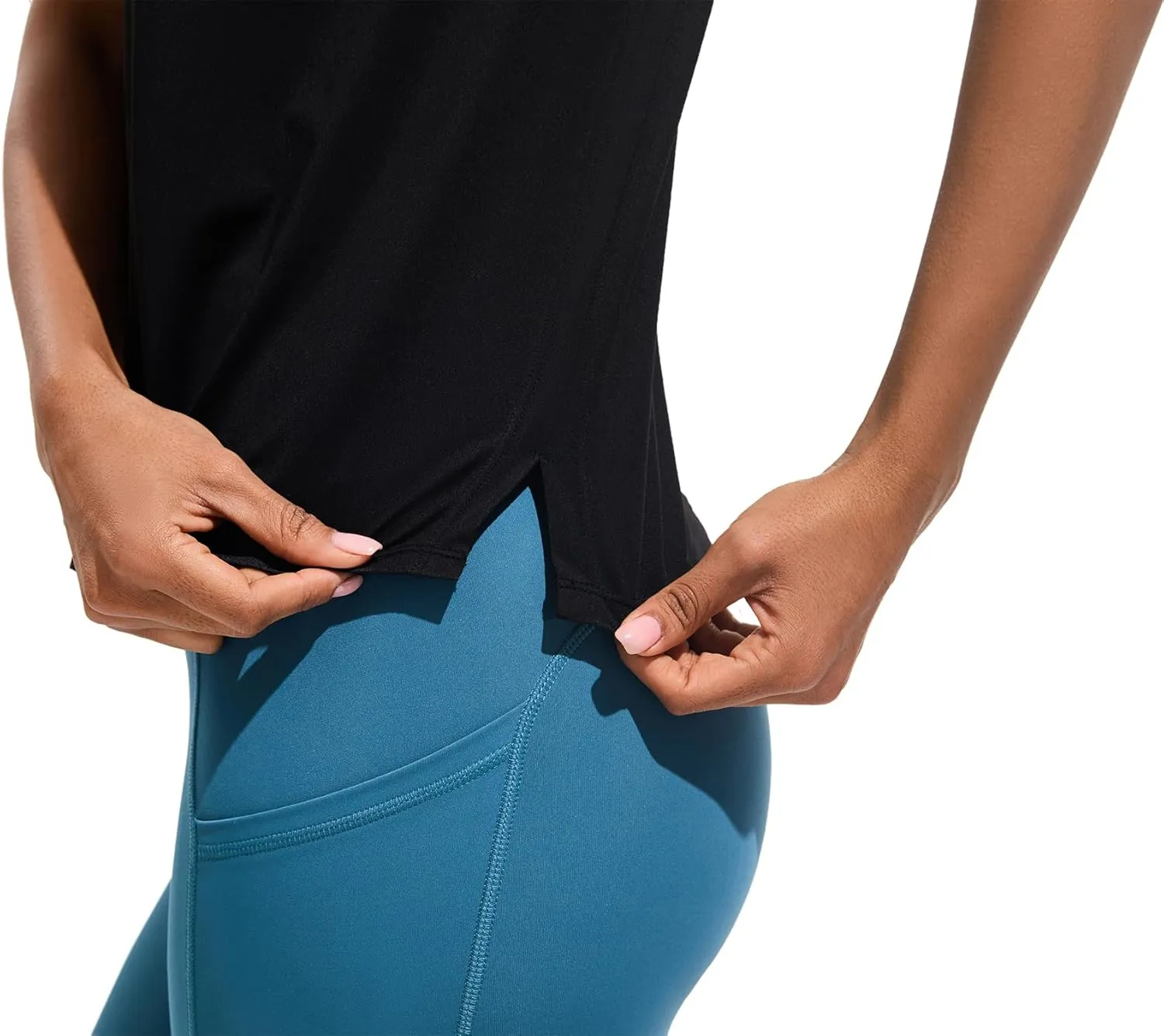 Ice Silk Women's Short Sleeve Workout Shirts Loose Fit Side Slits Athletic Tee Tops