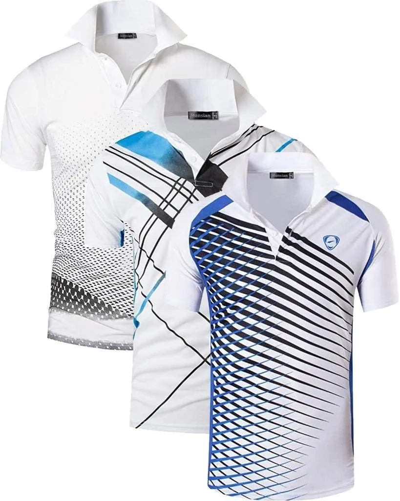 jeansian Men's 3 Packs Ourdoor Sport Quick Dry Polo T-Shirt Tee Tshirt Golf Tennis Bowling Fit LSL195