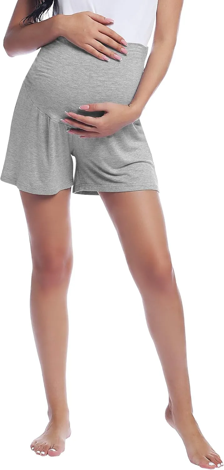 Joyaria Women Maternity Shorts Pajama Sleep Lounge Pregnancy Sleepwear Bamboo Viscose Over Belly Active Yoga Shorts S-XXL