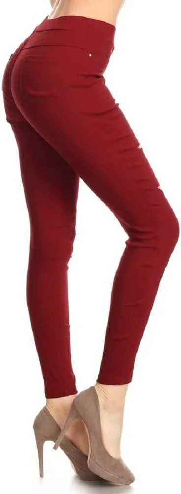 Jvini Women's Pull-On Ripped Distressed Stretch Legging Pants Denim Jean Reg-Plus Size
