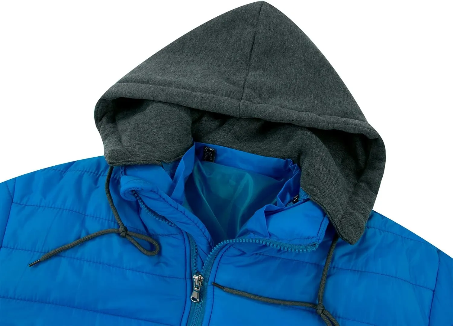Karwuiio Men Winter Down Jackets & Coats Long Sleeves Solid Color Zip-Up Puffer Hooded Coats with Pockets