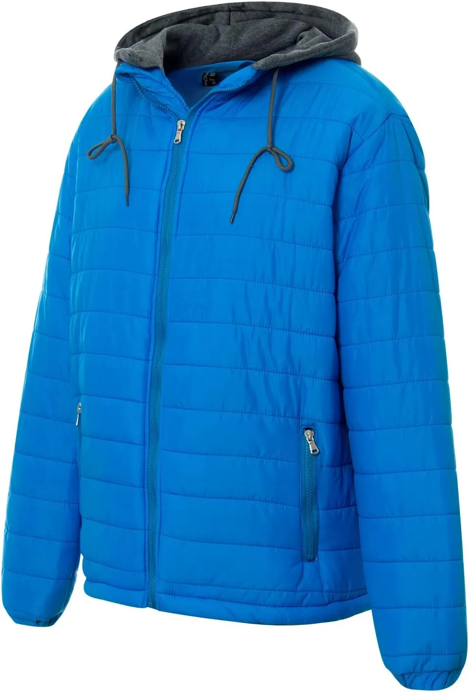 Karwuiio Men Winter Down Jackets & Coats Long Sleeves Solid Color Zip-Up Puffer Hooded Coats with Pockets