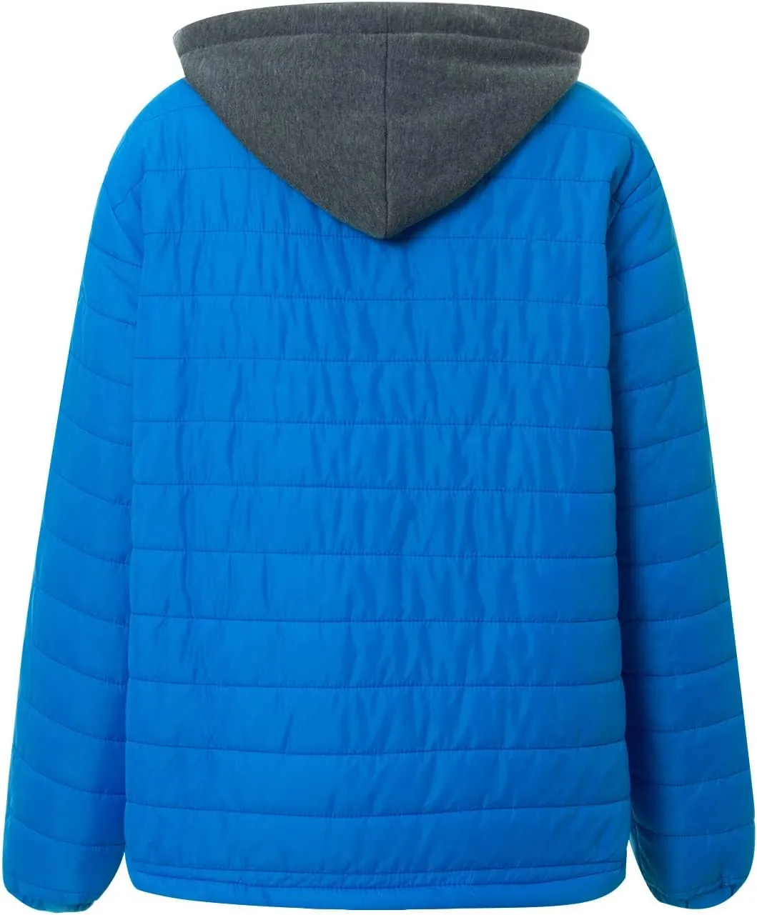 Karwuiio Men Winter Down Jackets & Coats Long Sleeves Solid Color Zip-Up Puffer Hooded Coats with Pockets