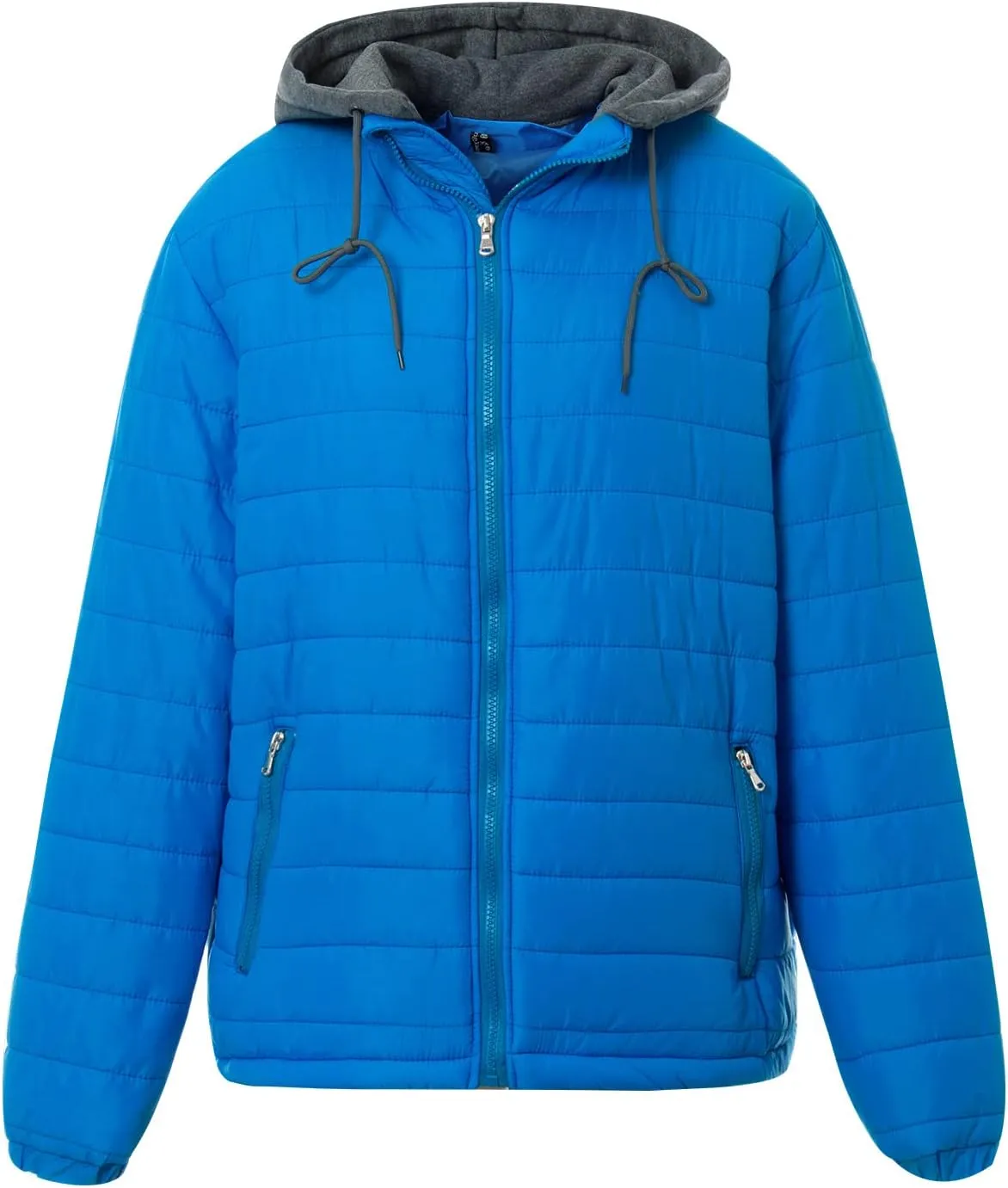 Karwuiio Men Winter Down Jackets & Coats Long Sleeves Solid Color Zip-Up Puffer Hooded Coats with Pockets