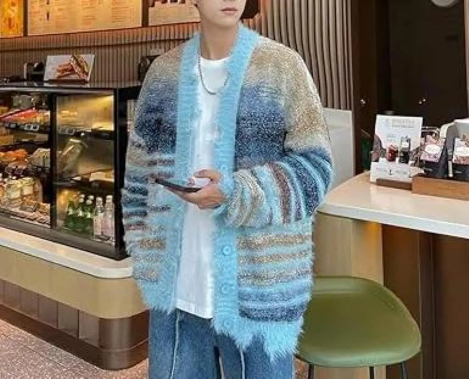 Knitted Sweaters Striped Cardigan V-Neck Button Down Long Sleeve Cardigan Y2K Fall Sweater Outwear Cardigan Unisex