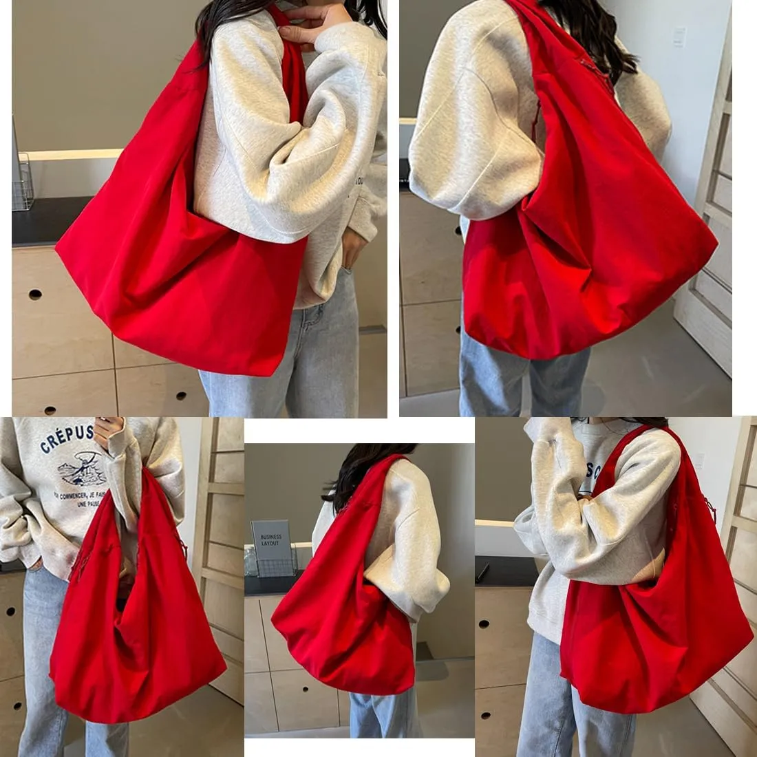 Large Capacity Tote Bags for Women, Women's Solid Color Textured Draped Tote Bag, Crossbody Hobo Bags Handbags Shoulder Bags