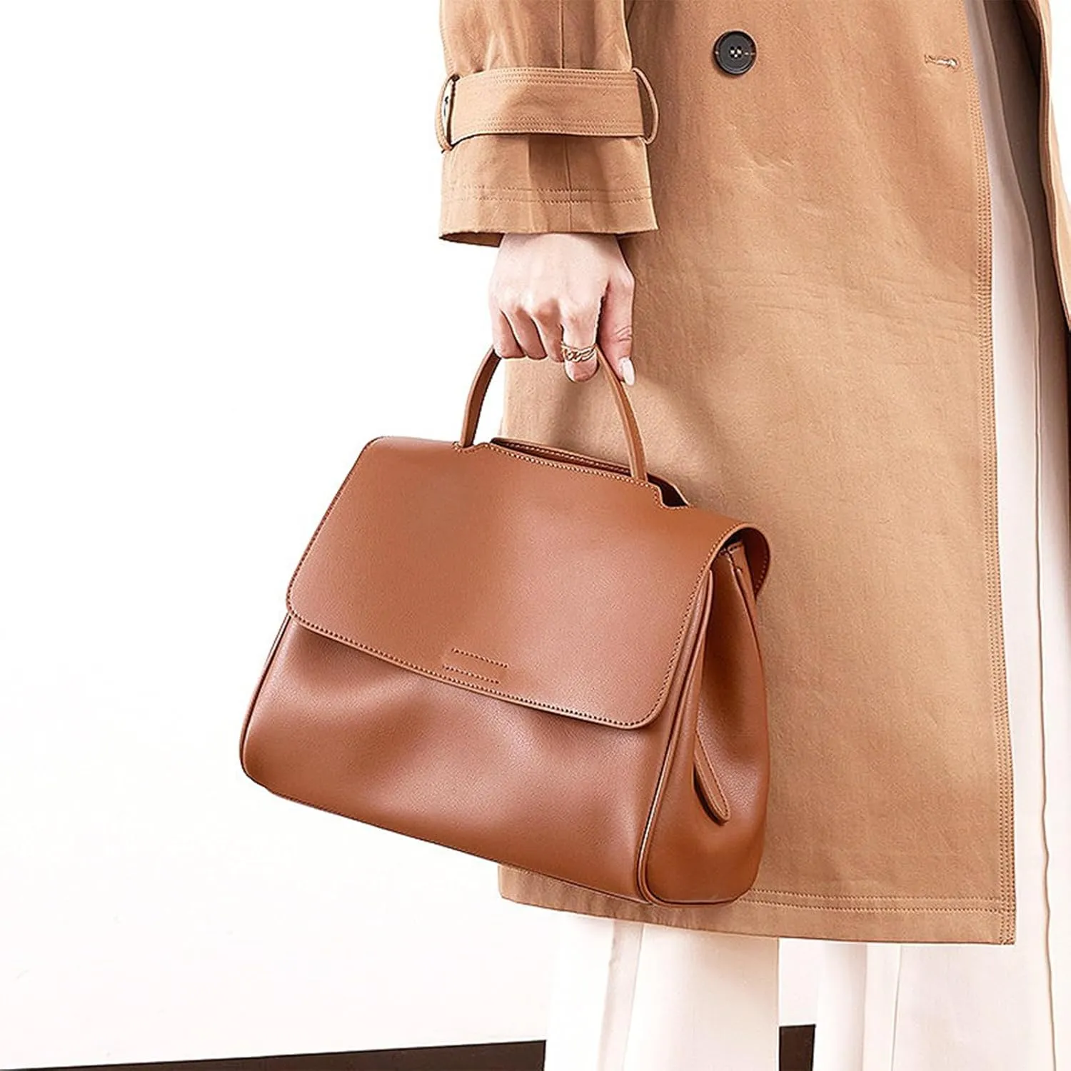 Leather Top Handle Crossbody Bag Cowhide Small Satchel Tote Bag Shoulder Handbag Travel Purse