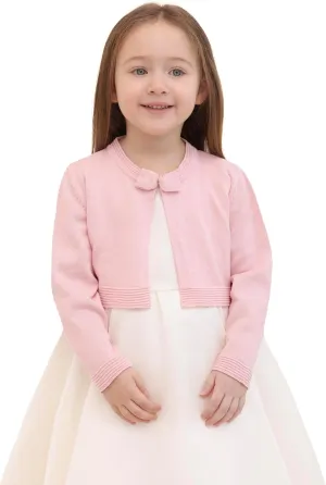 Lilax Little Girls' Knit Long Sleeve Bowknot Closure Bolero Cardigan