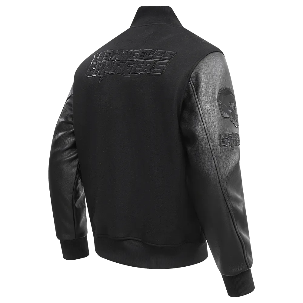LOS ANGELES CHARGERS TRIPLE BLACK MEN'S WOOL VARSITY JACKET (TRIPLE BLACK MEN'S)