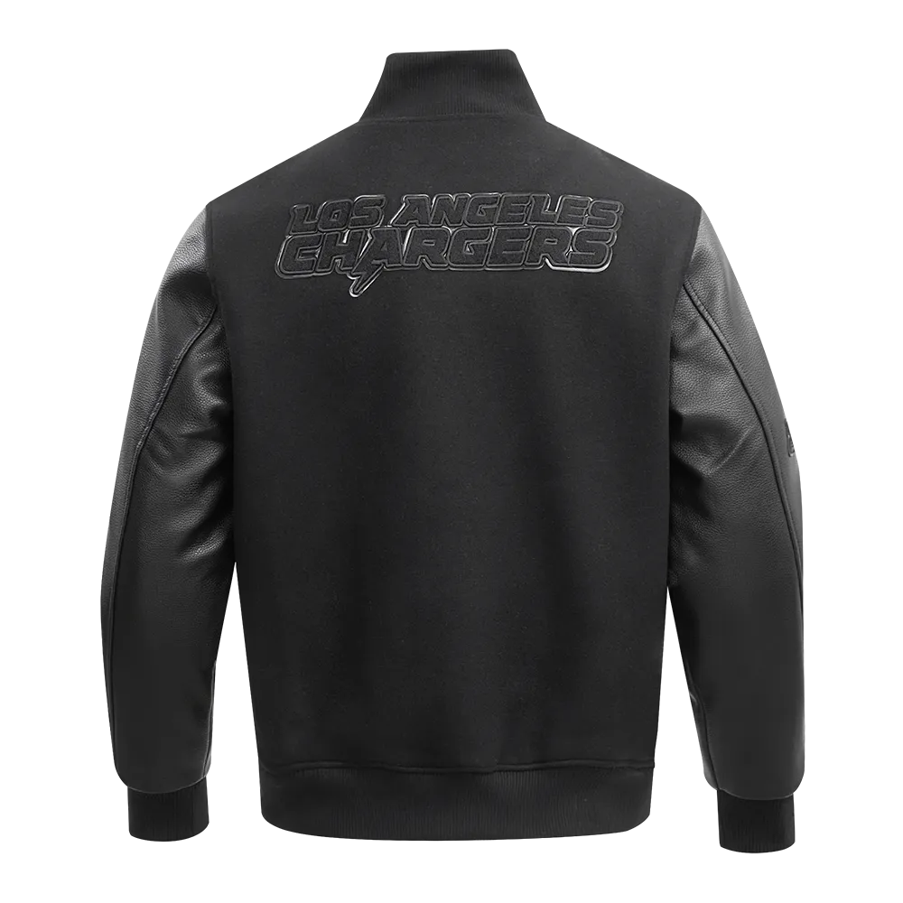 LOS ANGELES CHARGERS TRIPLE BLACK MEN'S WOOL VARSITY JACKET (TRIPLE BLACK MEN'S)