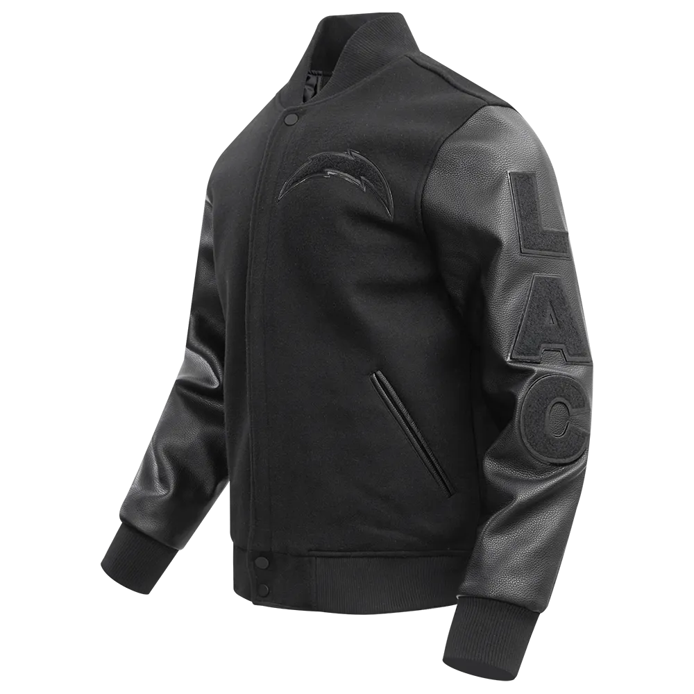 LOS ANGELES CHARGERS TRIPLE BLACK MEN'S WOOL VARSITY JACKET (TRIPLE BLACK MEN'S)