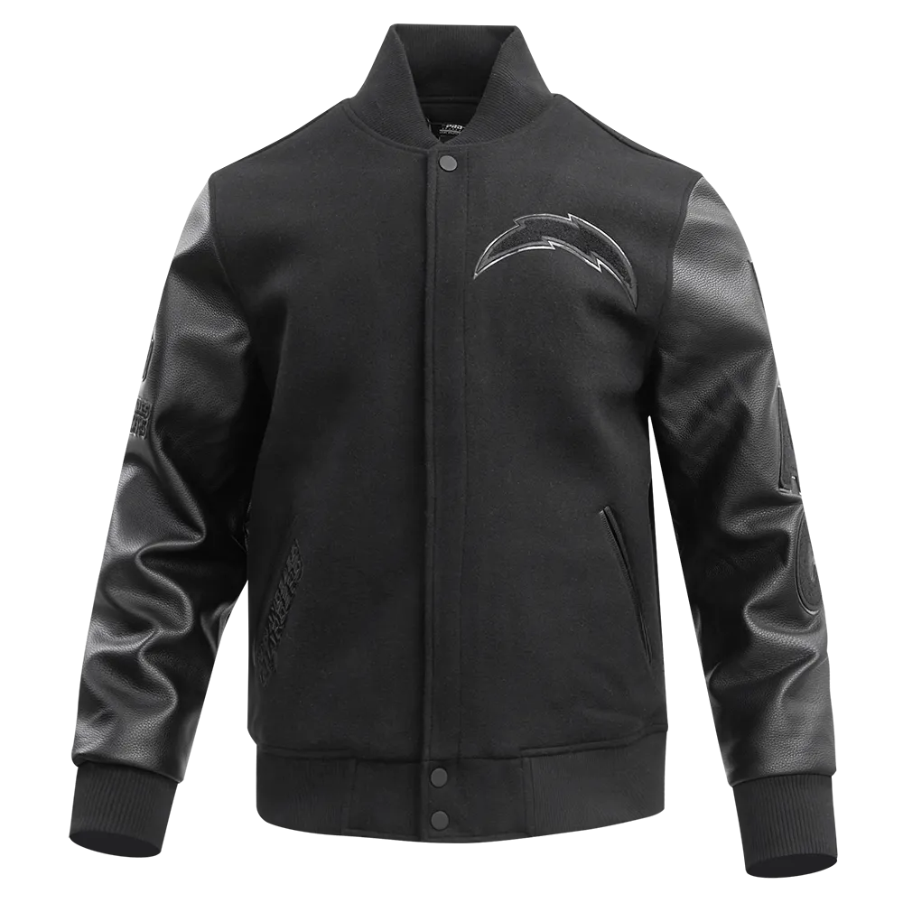 LOS ANGELES CHARGERS TRIPLE BLACK MEN'S WOOL VARSITY JACKET (TRIPLE BLACK MEN'S)