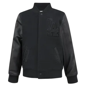 LOS ANGELES DODGERS TRIPLE BLACK BIG BOYS WOOL VARSITY JACKET (JET BLACK)