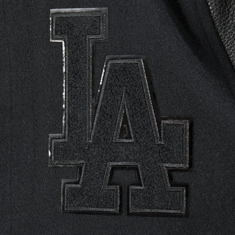 LOS ANGELES DODGERS TRIPLE BLACK BIG BOYS WOOL VARSITY JACKET (JET BLACK)