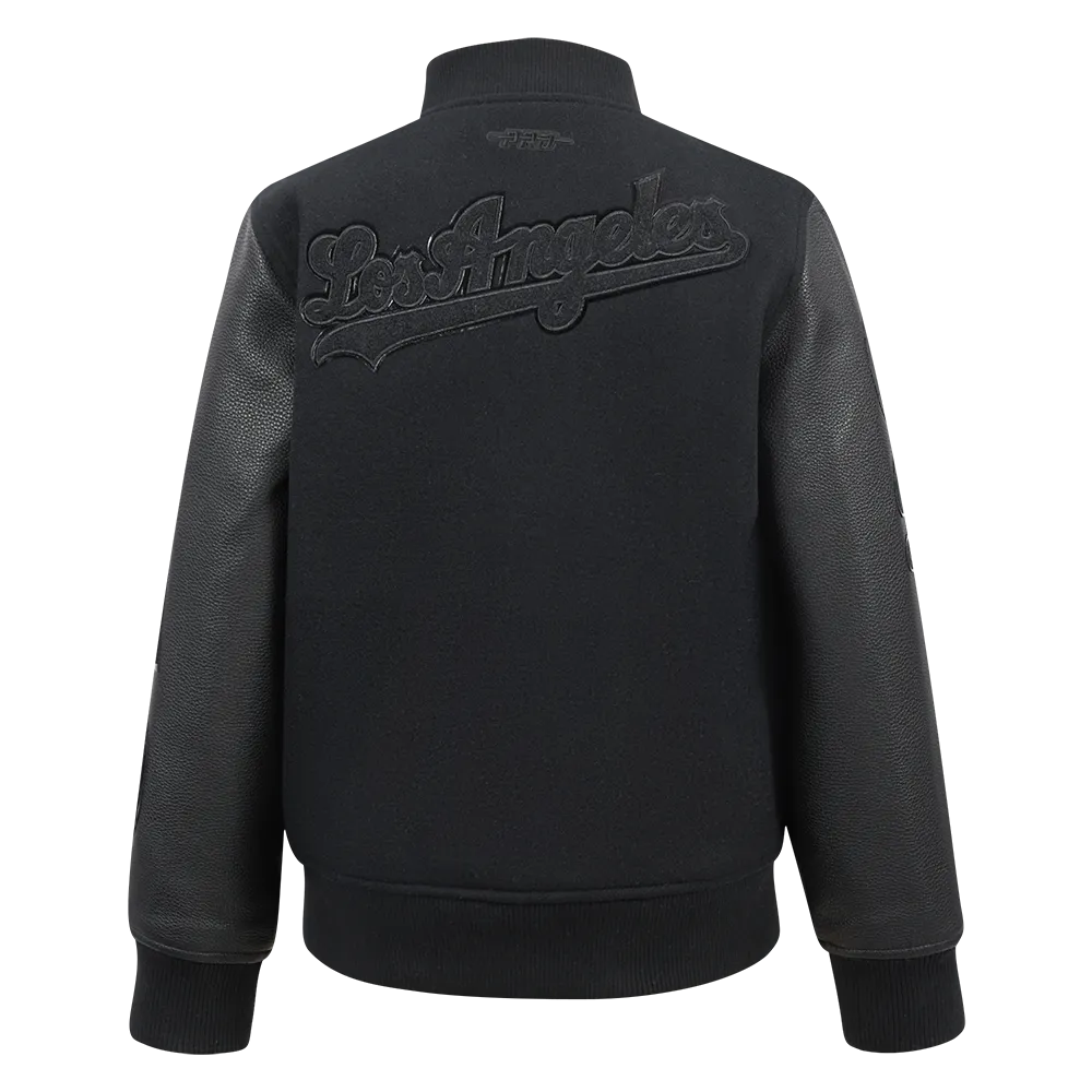 LOS ANGELES DODGERS TRIPLE BLACK BIG BOYS WOOL VARSITY JACKET (JET BLACK)