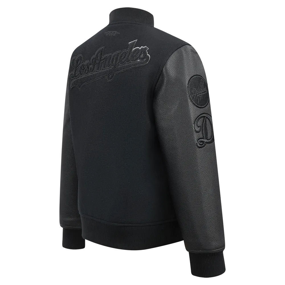 LOS ANGELES DODGERS TRIPLE BLACK BIG BOYS WOOL VARSITY JACKET (JET BLACK)