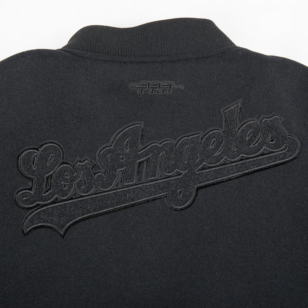 LOS ANGELES DODGERS TRIPLE BLACK BIG BOYS WOOL VARSITY JACKET (JET BLACK)