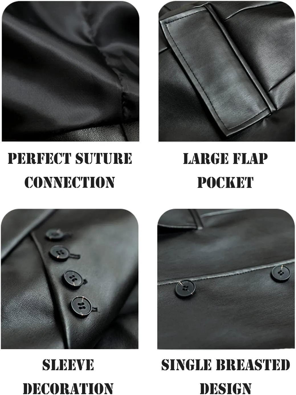 LY VAREY LIN Women Faux Leather Belted Shirt Jacket Lapel Blazer Coat with Bust Pocket
