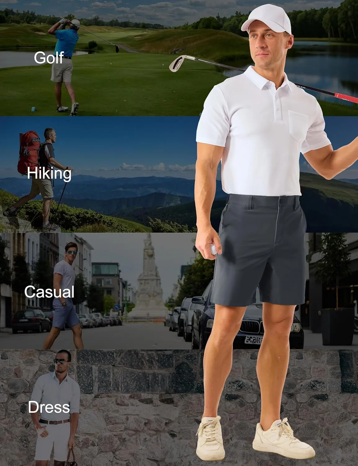 MAGCOMSEN Men's Golf Shorts 7" Quick Dry Lightweight Stretch Casual Shorts with 6 Pockets Dress Work Hiking