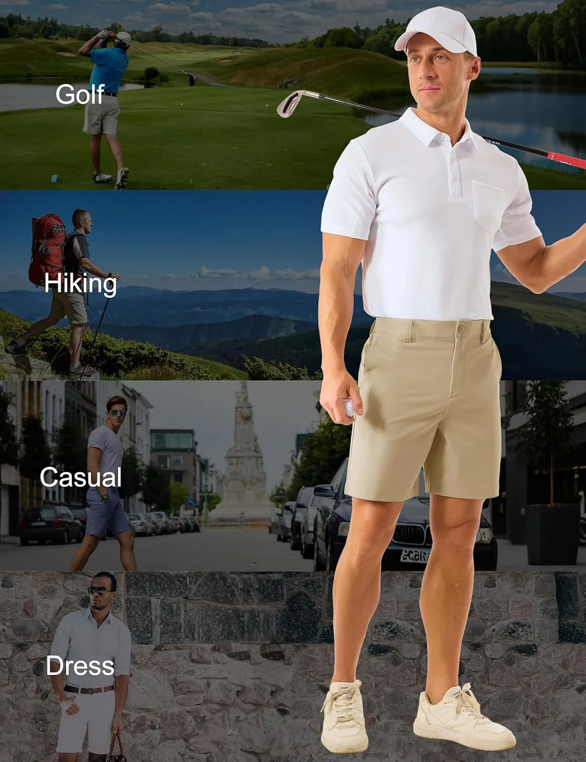 MAGCOMSEN Men's Golf Shorts 7" Quick Dry Lightweight Stretch Casual Shorts with 6 Pockets Dress Work Hiking