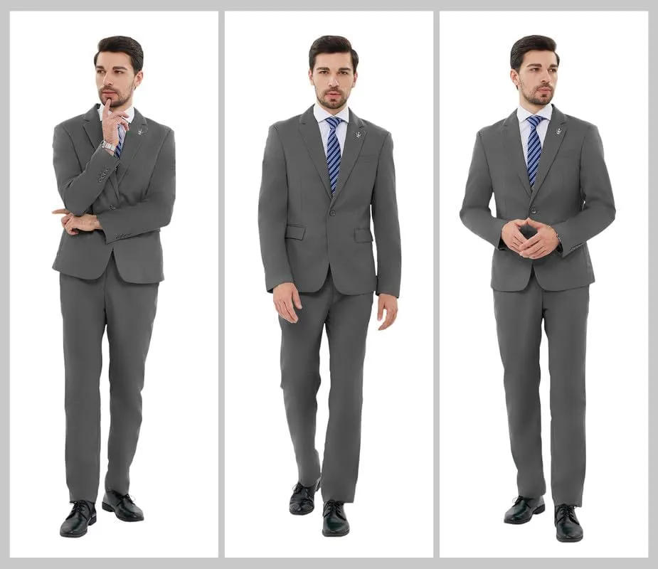 MAGE MALE Mens 2 Piece Suit Slim Fit Solid Wedding Prom Tuxedo Suit with One Button Notch Lapel Blazer and Pants