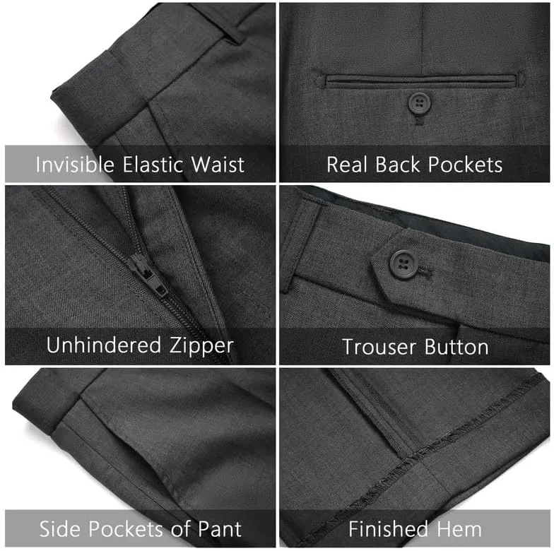 MAGE MALE Mens 2 Piece Suit Slim Fit Solid Wedding Prom Tuxedo Suit with One Button Notch Lapel Blazer and Pants