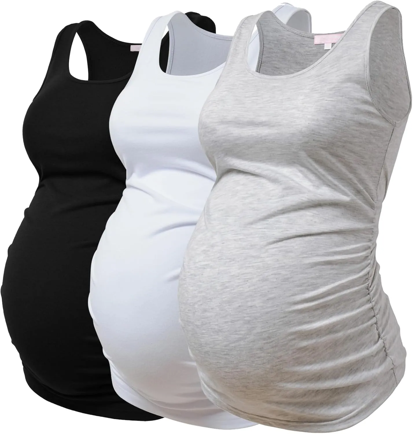 Maternity Tank Tops for Women Ruched Sleeveless Basic Tops Maternity Shirt Vest Pregnancy Tee