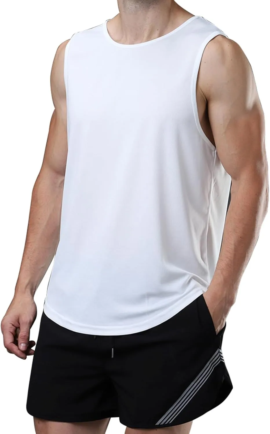 meioro Men's Workout Tank Top 3 Pack Gym Bodybuilding T Shirt Fitness Sleeveless Muscle Tee Shirts Mesh Dry Fit