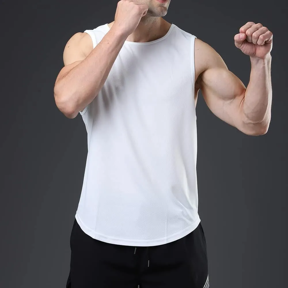 meioro Men's Workout Tank Top 3 Pack Gym Bodybuilding T Shirt Fitness Sleeveless Muscle Tee Shirts Mesh Dry Fit
