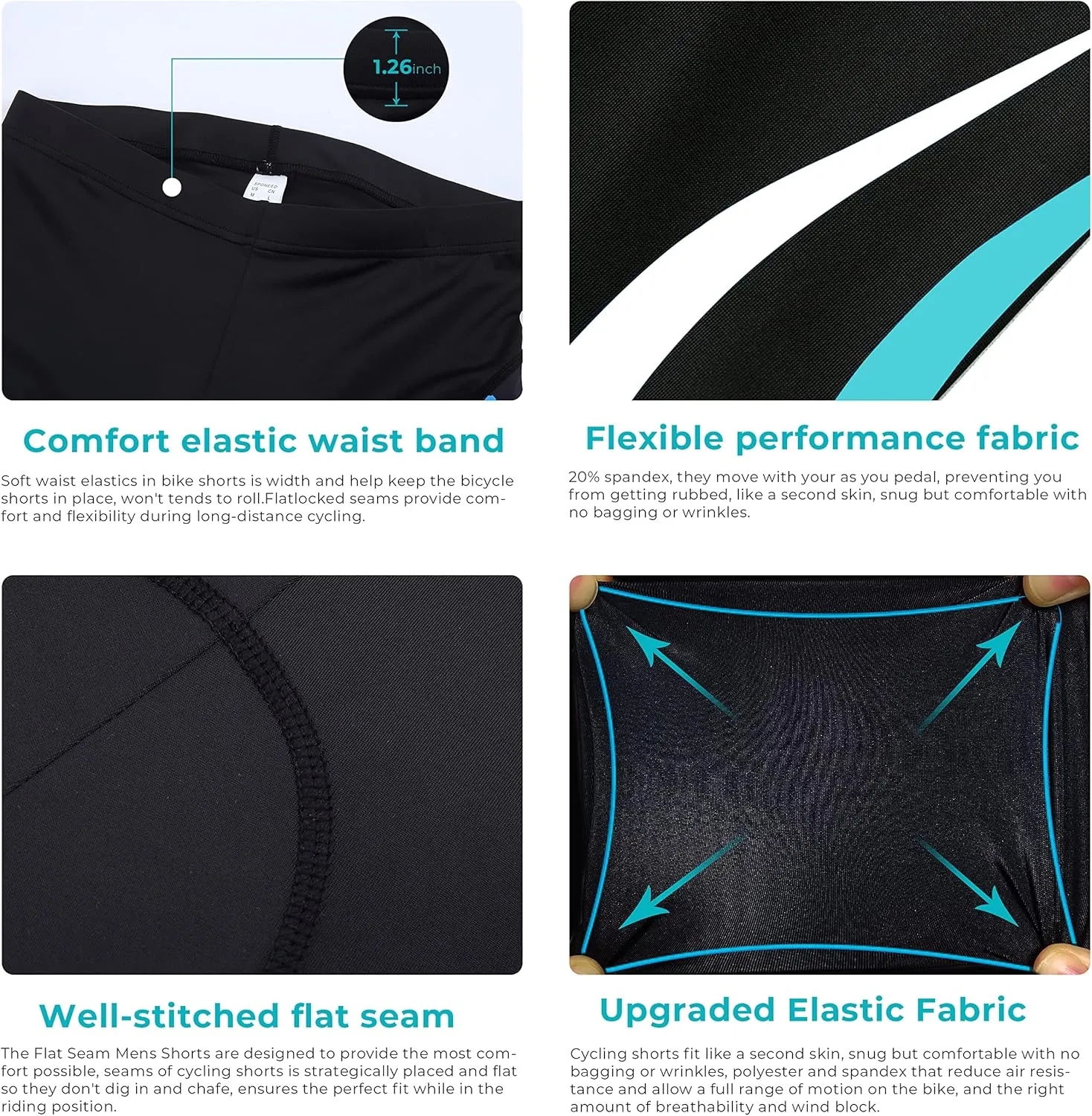 Men's Cycling Shorts Padded Biking Bottoms Team Bike Sportwear
