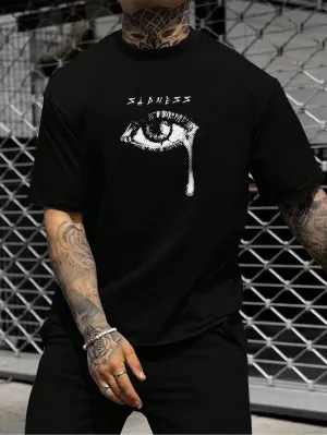 Men'S Eye & Letter Printed Casual Loose T-Shirt