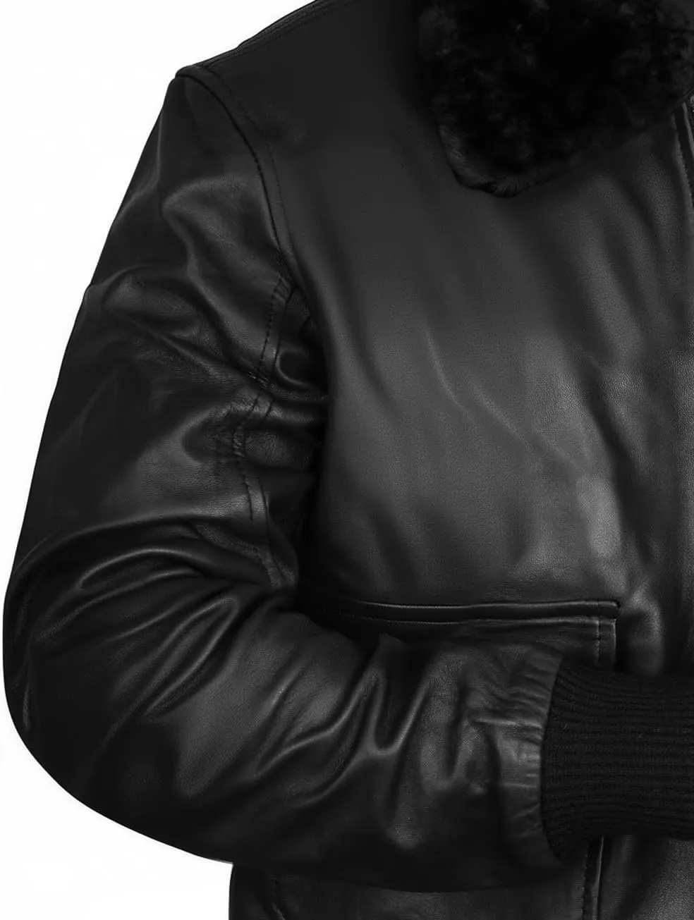 Mens G1 Aviator Pilot Removable Fur Collar Bomber Leather Jacket Black/Brown-Real/Faux