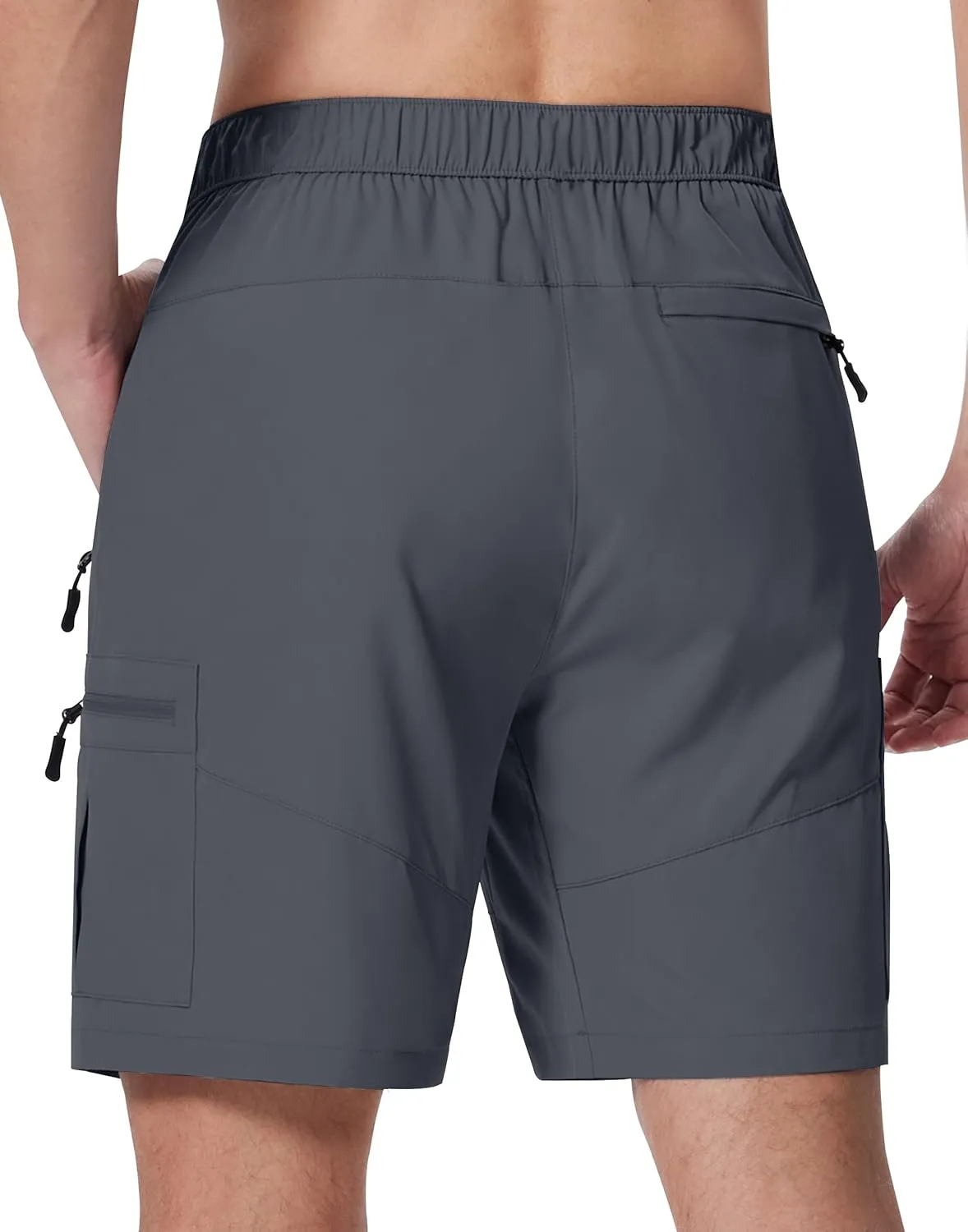 Mens Hiking Cargo Shorts with Zipper Pockets 7" Quick Dry Lightweight Drawstring Shorts for Summer Outdoor Golf Casual