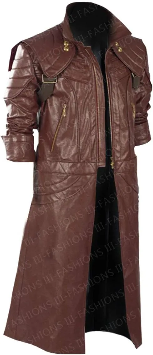 Men's Maroon Leather Trench Coat  Game-Inspired Long Cosplay Costume Jacket