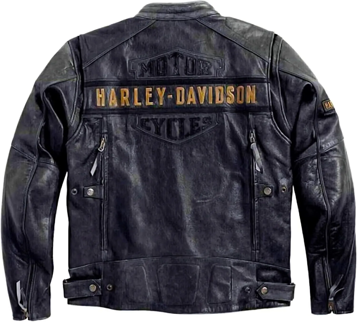 Mens Passing Link Biker Jacket  Triple Vents Moto Cafe Racer Black Motorcycle Jacket