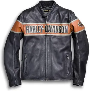 Mens Retro H-D Harley Vintage Motorcycle Leather Jacket, Classic Biker Wear Cafe Racer Leather Jacket for Men