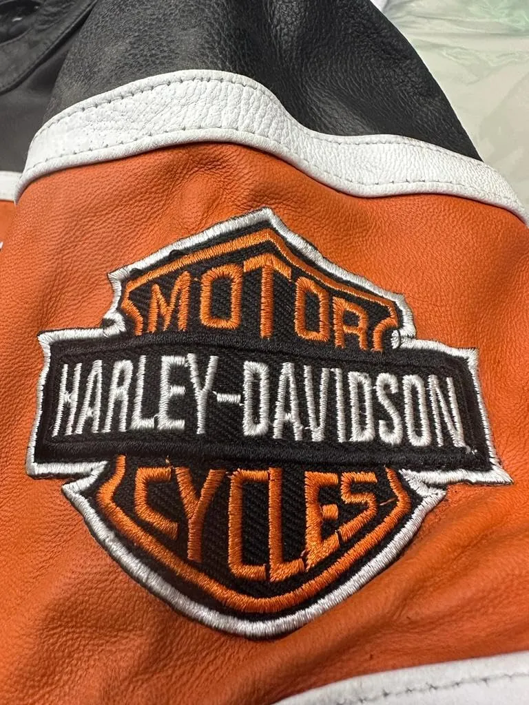 Mens Retro H-D Harley Vintage Motorcycle Leather Jacket, Classic Biker Wear Cafe Racer Leather Jacket for Men