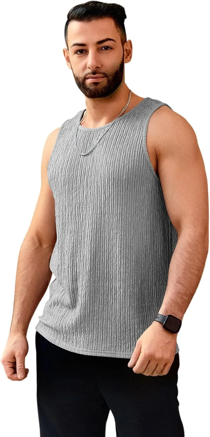 Men's Tank Tops Summer Sleeveless T Shirt Casual Ribbed Knit Muscle Basic Tee Shirts