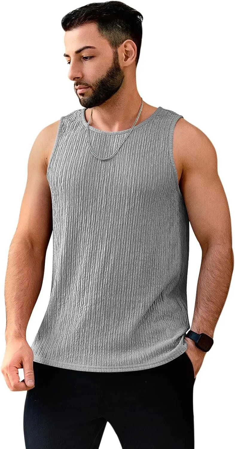 Men's Tank Tops Summer Sleeveless T Shirt Casual Ribbed Knit Muscle Basic Tee Shirts