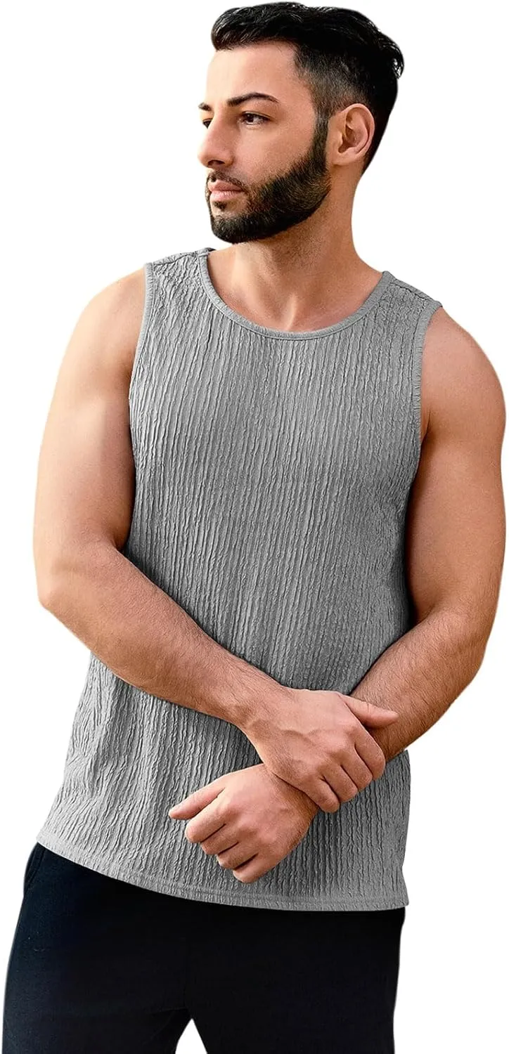 Men's Tank Tops Summer Sleeveless T Shirt Casual Ribbed Knit Muscle Basic Tee Shirts