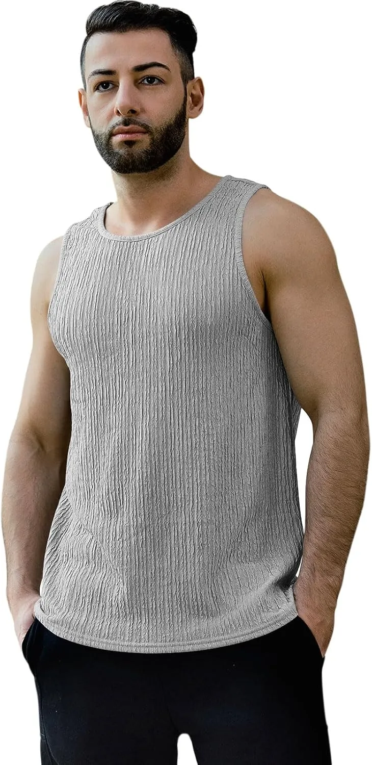 Men's Tank Tops Summer Sleeveless T Shirt Casual Ribbed Knit Muscle Basic Tee Shirts