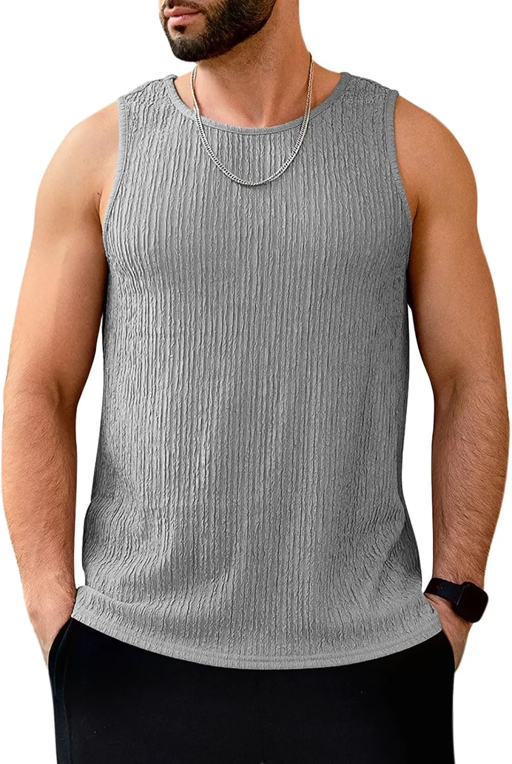 Men's Tank Tops Summer Sleeveless T Shirt Casual Ribbed Knit Muscle Basic Tee Shirts