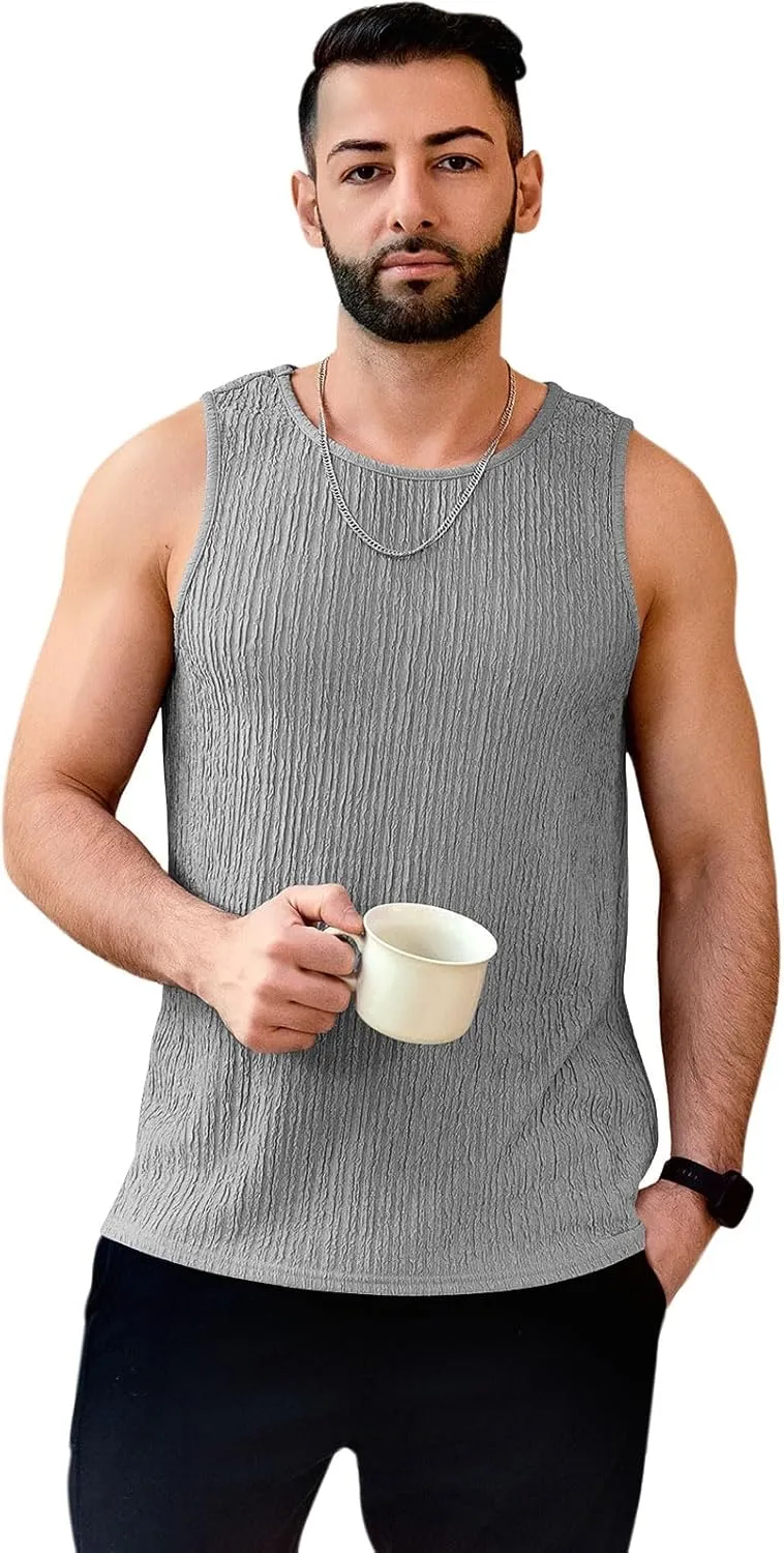 Men's Tank Tops Summer Sleeveless T Shirt Casual Ribbed Knit Muscle Basic Tee Shirts