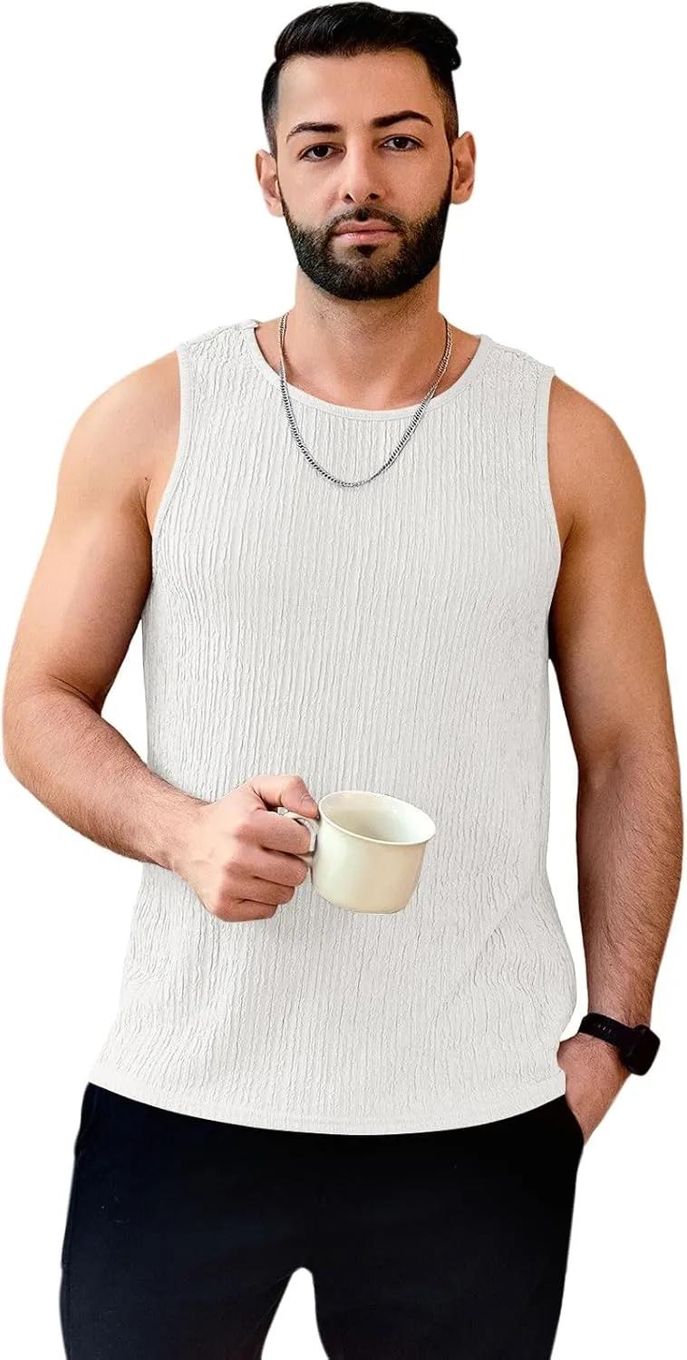 Men's Tank Tops Summer Sleeveless T Shirt Casual Ribbed Knit Muscle Basic Tee Shirts