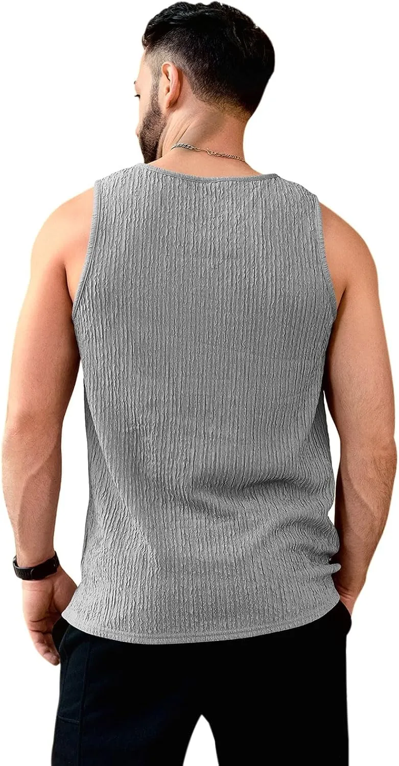 Men's Tank Tops Summer Sleeveless T Shirt Casual Ribbed Knit Muscle Basic Tee Shirts