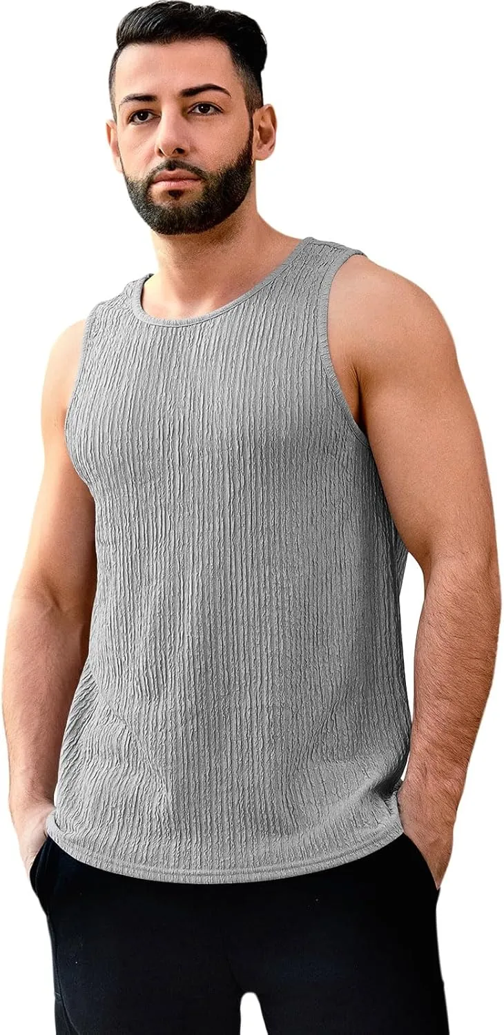 Men's Tank Tops Summer Sleeveless T Shirt Casual Ribbed Knit Muscle Basic Tee Shirts