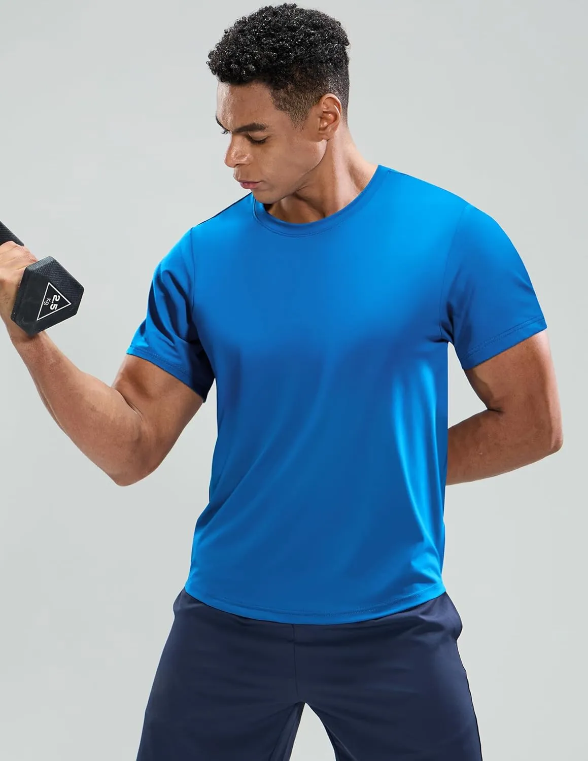 MIER Men's Workout T Shirts Dry Fit Short Sleeve Athletic Gym Running Lightweight Performance Tee Tops, Polyester, UPF 50 
