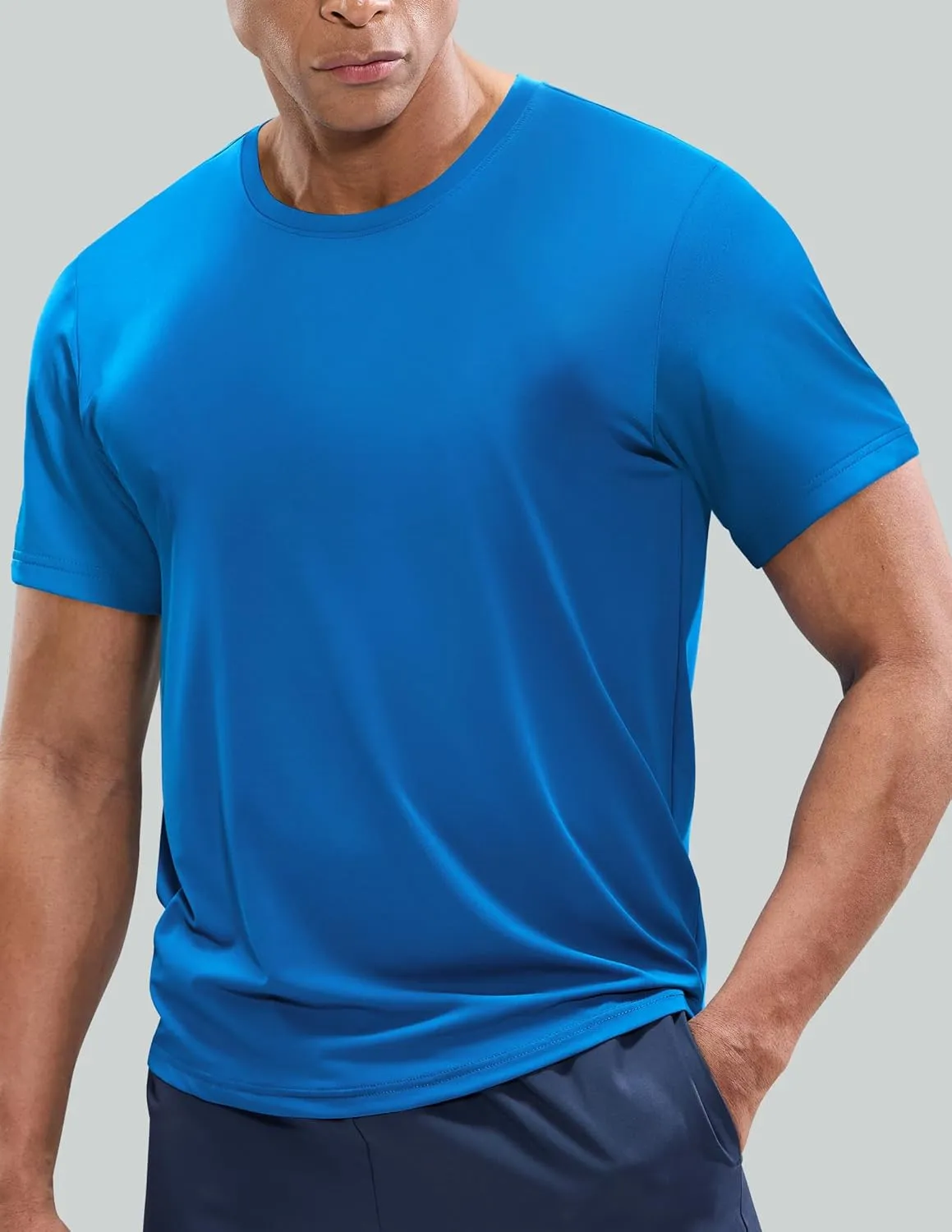 MIER Men's Workout T Shirts Dry Fit Short Sleeve Athletic Gym Running Lightweight Performance Tee Tops, Polyester, UPF 50 